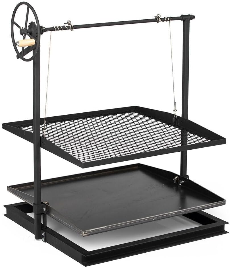 TITAN GREAT OUTDOORS Ash & Ember Adjustable Campfire Asado Grate and Griddle, Open Flame Adjustable Wood Cooking Surface