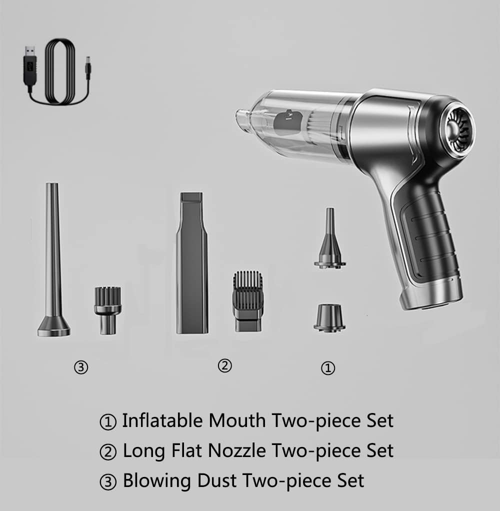 Handheld Vacuum and Blower Cordless, 12000pa Strong Suction 120W High Power Car Vacuum Cleaner and Blower, Portable Rechargeable Car Vacuum Cordless Air Blower for Car, Computer, Pet Hair (G