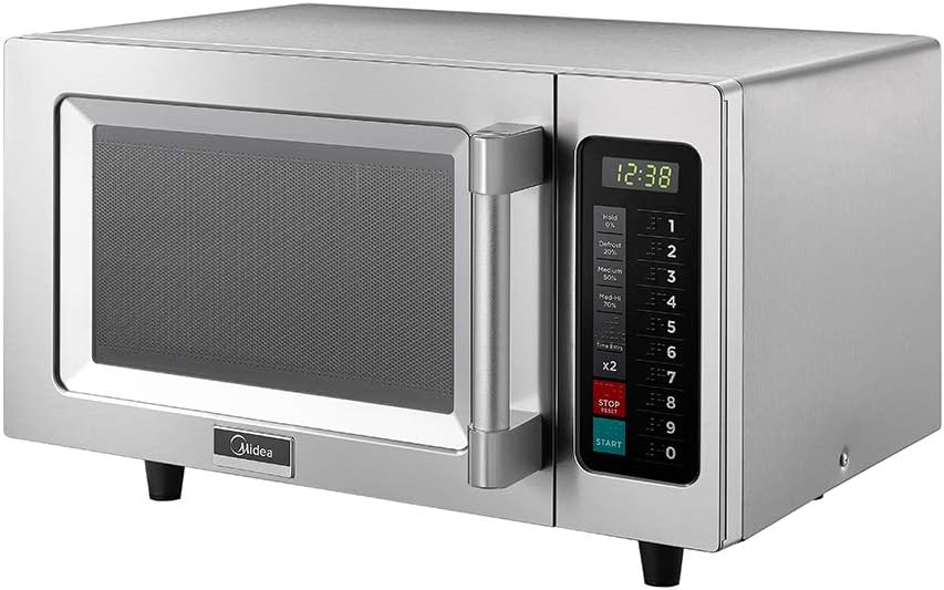 Midea Equipment 1025F1A Countertop Commercial Microwave Oven with Touch Control, 1000W, Stainless Steel, .9 CuFt