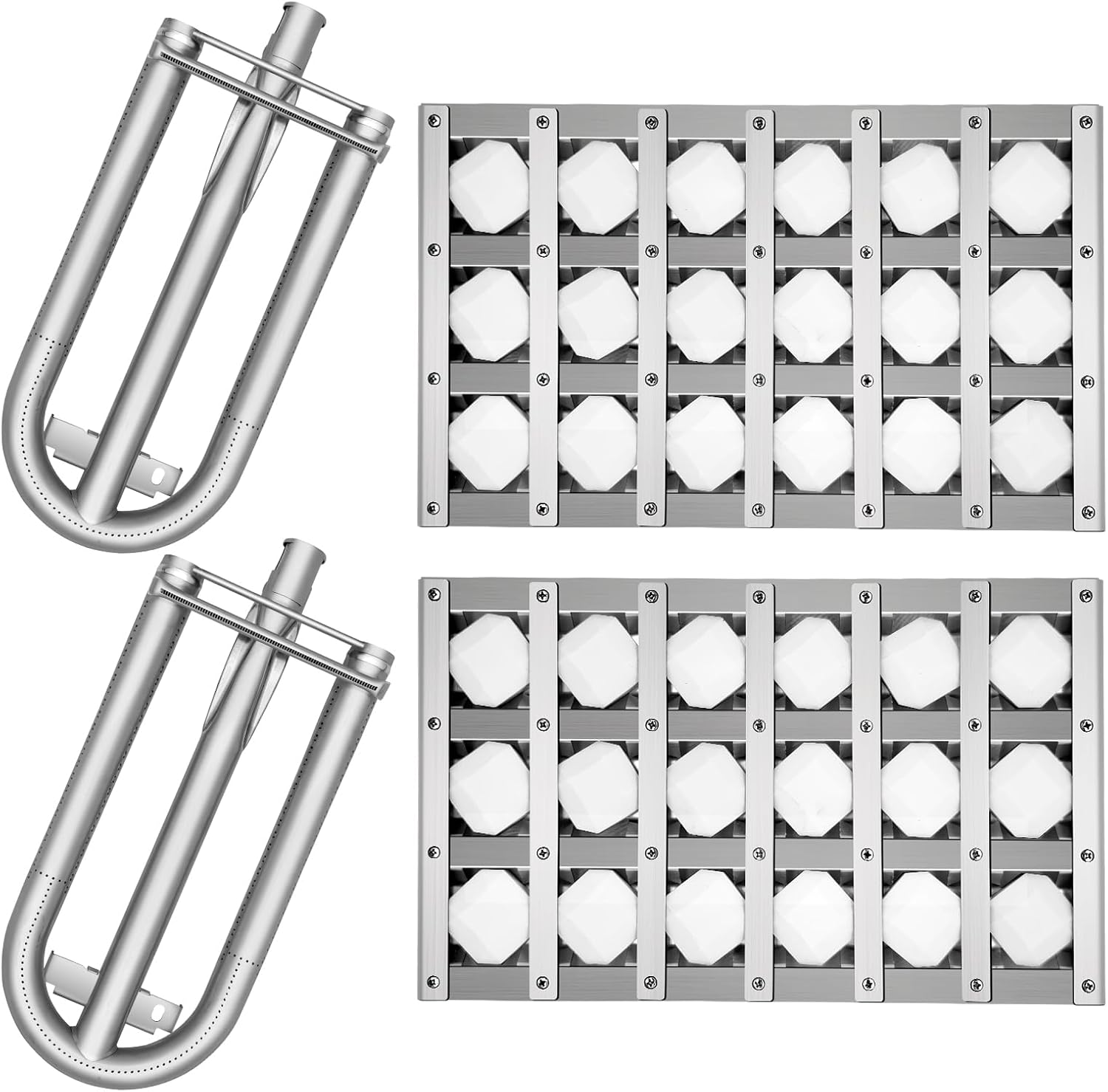 Grill Burners Grill Briquette Tray for Lynx Sedona Grill L500PS, L600PSR, L700PS, L400PS, L400PSR, L500PSR, L600PS, BBQ Gas Grill Replacement Parts Pipe Tube Ceramic Briquettes, Stainless Steel