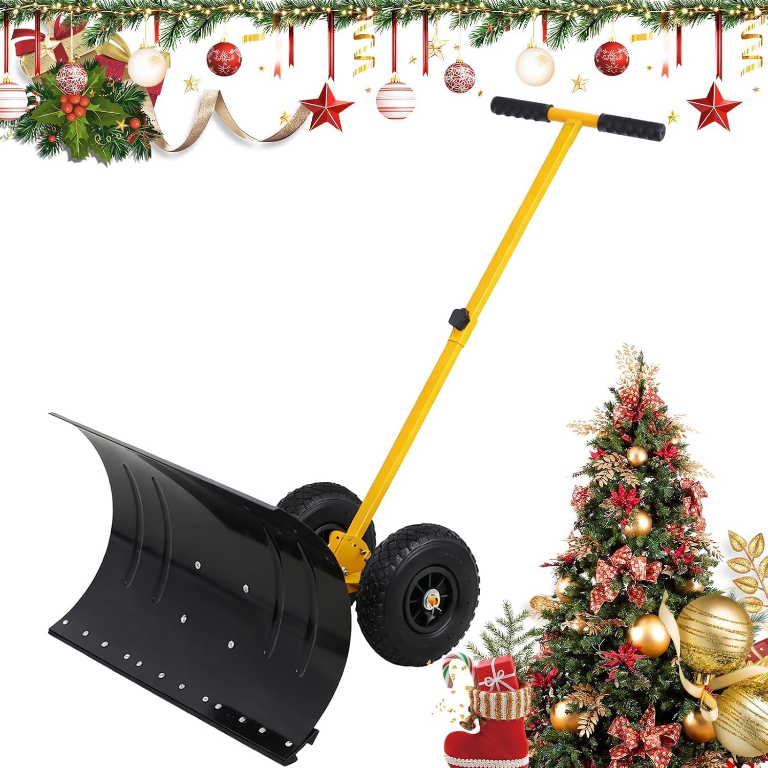 2026New Snow Shovel， Used for Lanes, Intersections, and Household Snow Shovels, Adjustable Angle (Yellow)