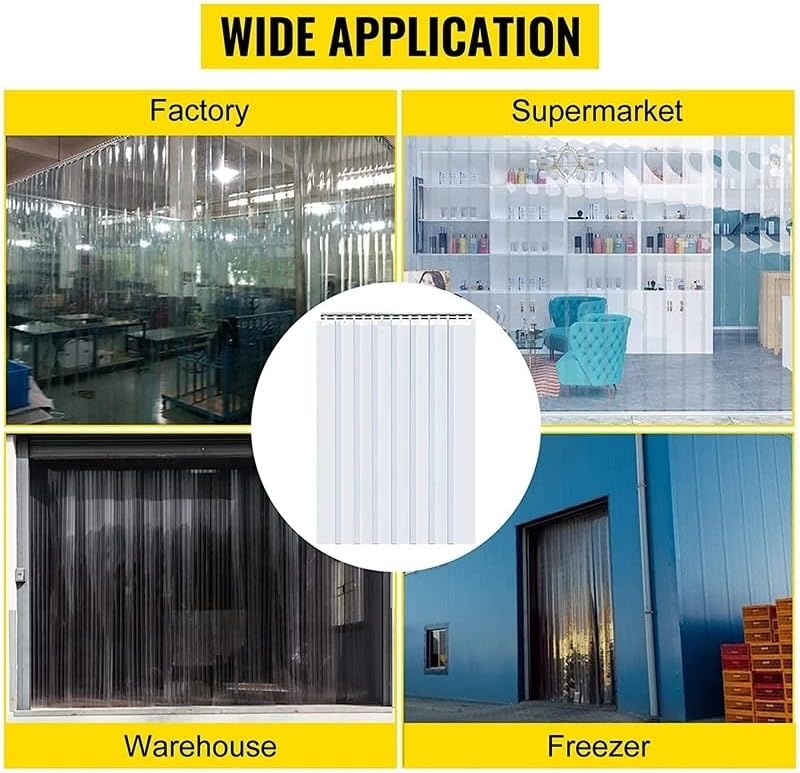 Walk in Cooler Plastic Strip Door Curtain, Transparent PVC Curtain Quarantine Area for Air Conditioner Room, Kitchen Decor Curtain, Easy to Install(165x400cm/64.96x157.48in)