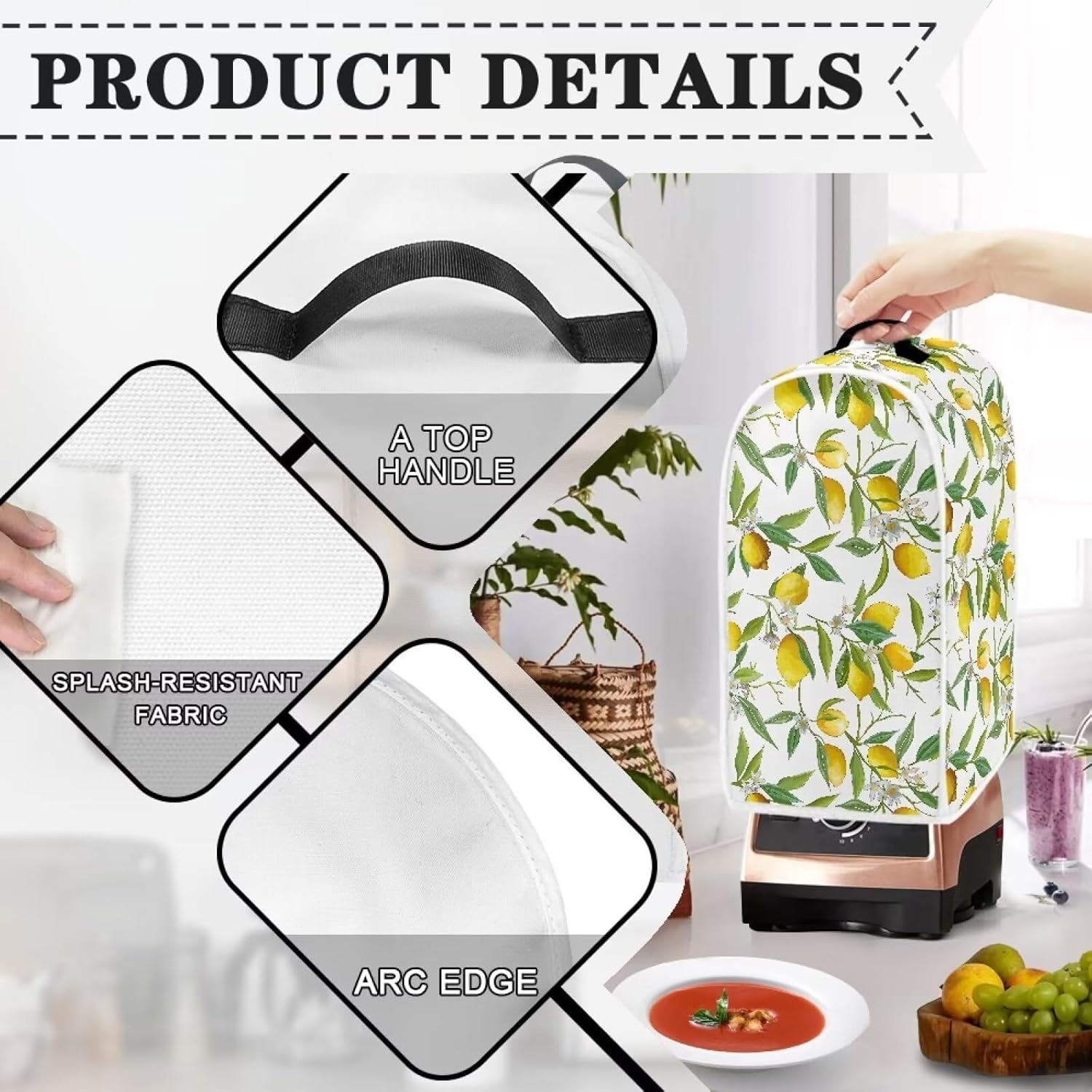 Lemon Print Blender Covers Kitchen Appliance Cover Blender Appliance Cover Stand Mixer Or Coffee Maker Juice Appliance Cover for Blender Food Processor juicer