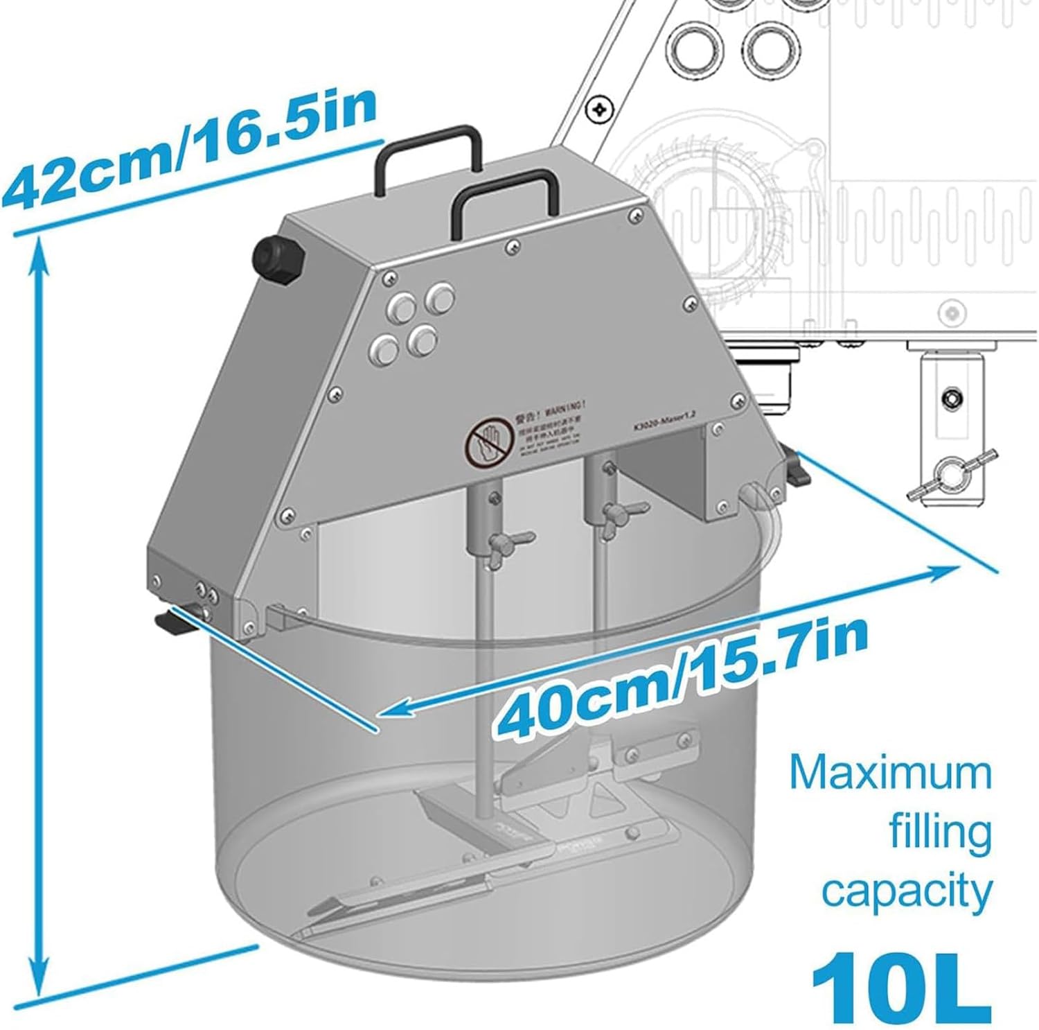 Automatic Food Mixer Pot Stirrer Mixer,10L Electric Food Mixer Jam Blender,Hot Pot Seasoning Bottom Soup Sauce Stirrer with Double Stirring Paddle&Auxiliary Fan (220v)
