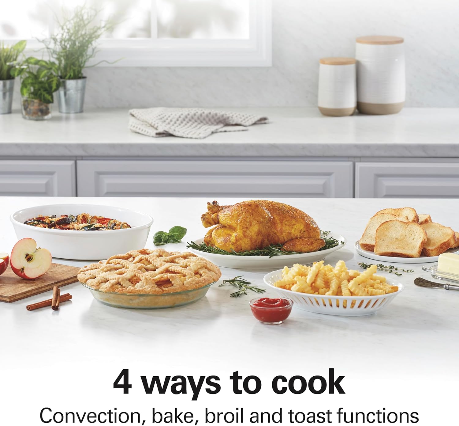 Hamilton Beach 6 Slice Convection Toaster Oven With Easy Reach Roll-Top Door, Bake, Broil & Toast Functions, Auto Shutoff, Silver (31123DA)