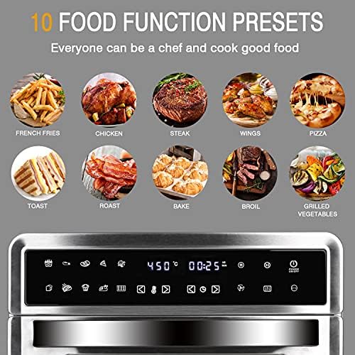 Artestia 26.4-QT Large Toaster Oven 10 IN 1 Air Fryer Digital Convection Countertop Ovens with Dehydrate and Reheat, Multifunction Toaster Oven Air Fryer Combo, 7 Accessories, 1800W