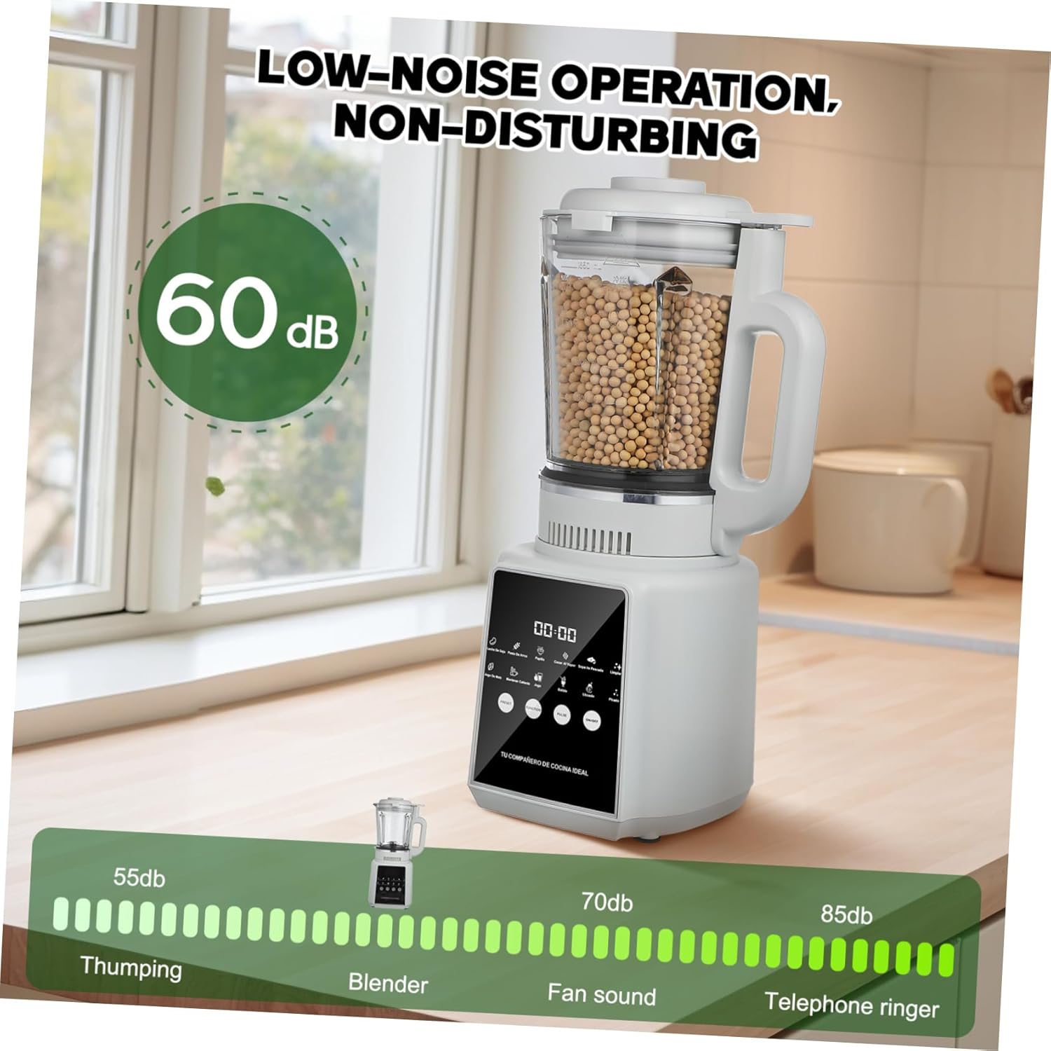110v High-speed Countertop Blender with Non-stick Jar Self-cleaning Function Low-noise Operation for Smoothies Juices and Food Processing The Kitchen