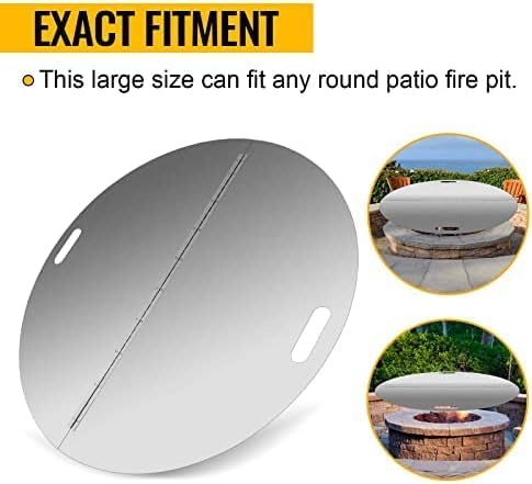 Stainless Steel Fire Pit Cover Fits Round Drop-in Fire Pit Pan and Round Flat Fire Pit Pan,40Inch