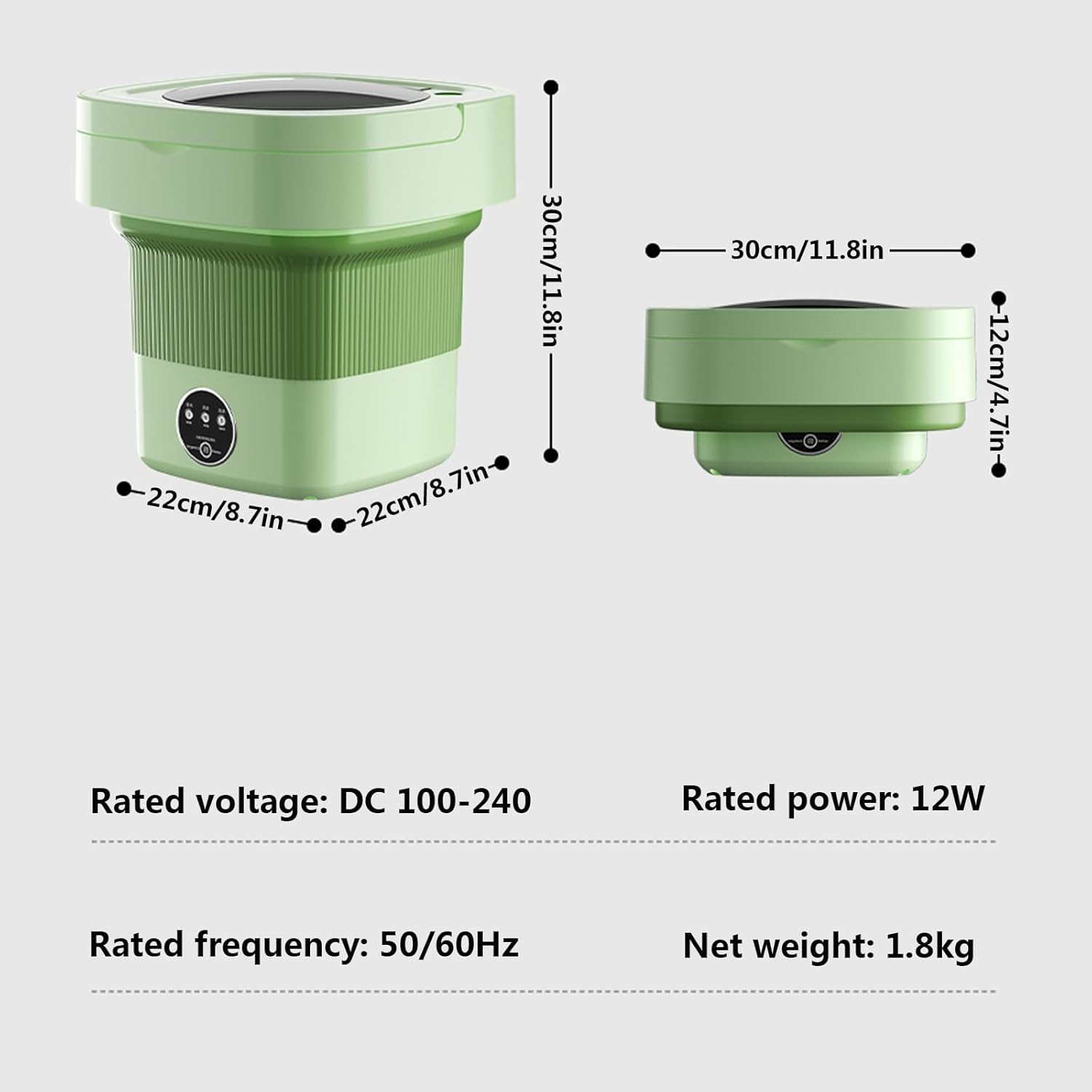 Mini Washing Machine Portable Washer, 6.5L Foldable Mini Washing Machine with Spin Dryer, Portable Washing Machine and Dryer Combo for Apartments, Camping, Travel, RV,Green