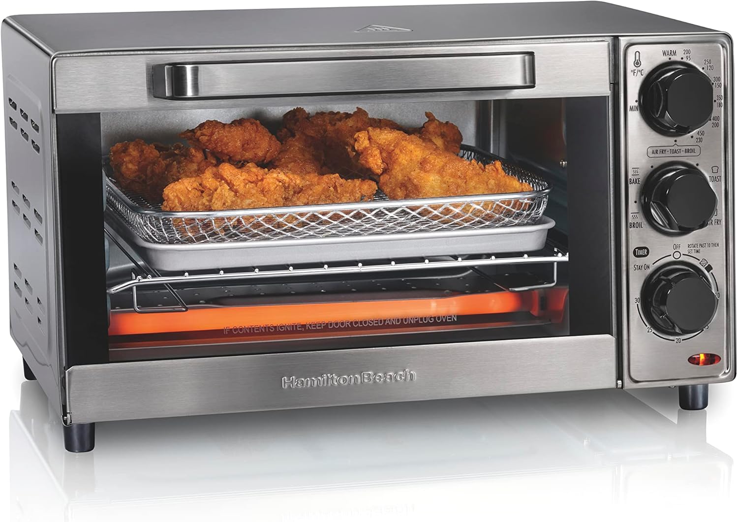 Hamilton Beach Sure-Crisp Air Fryer Countertop Toaster Oven, Fits 9” Pizza, 4 Slice Capacity, Powerful Circulation, Auto Shutoff & Wave Crusher Blender with 40 Oz Glass Jar and 14 Functions