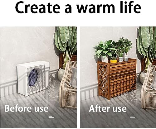 Air Conditioner Covers for Outside Units Fence Solid Wood Material Shutters Privacy Screen Outdoor Hide Air Conditioner Rainproof and Sunproof (Size : Small)