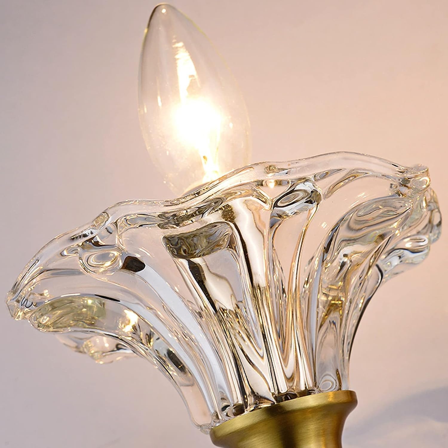 Modern LED Wall Sconces, Indoor European Style Candle Crystal Copper Living Room TV Background Decoration Light Luxury Bedroom Bedside Lamp,Household