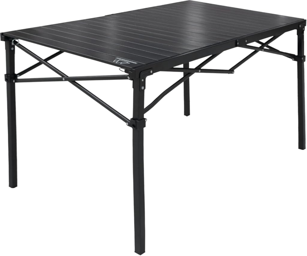 MOUNTAIN SUMMIT GEAR Heavy-Duty Roll-Top Table for Camping (Large) - Portable Aluminum-Top Folding Table with Steel Frame by Caddis Sports