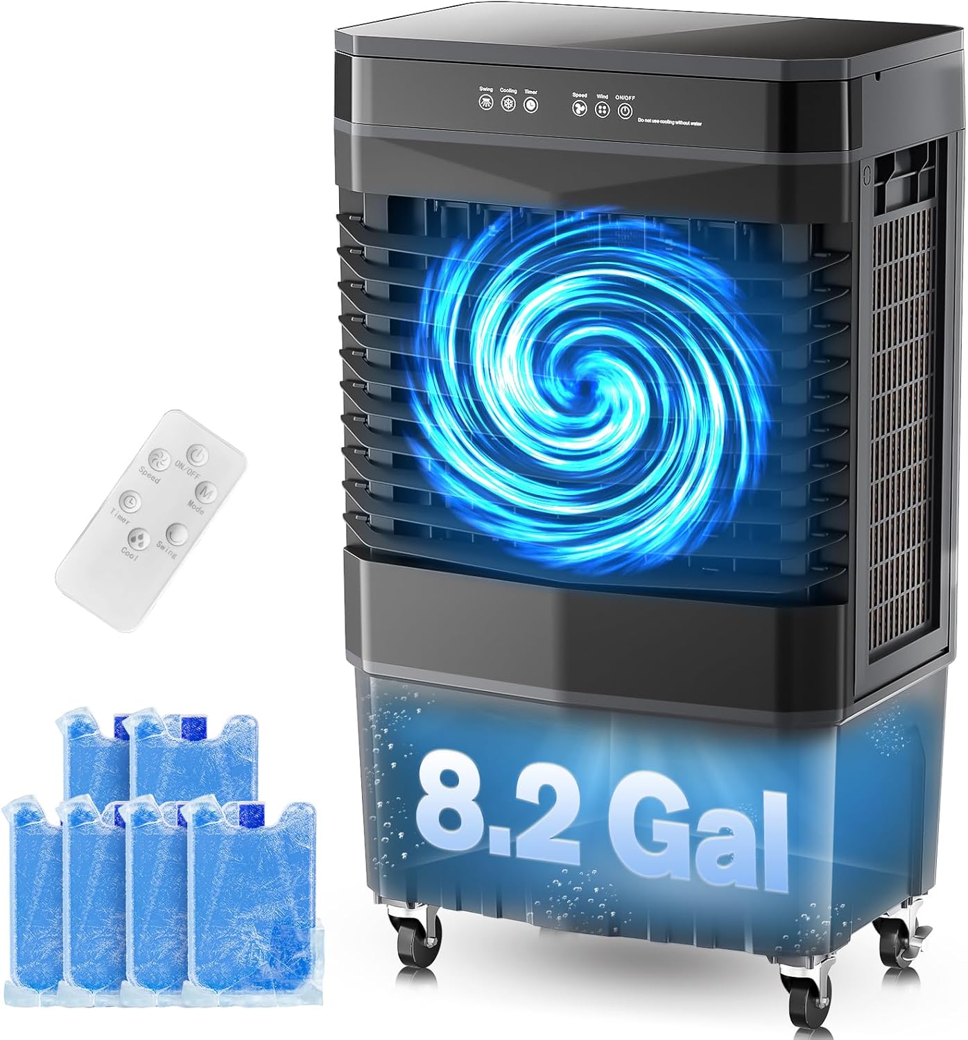 Auertech 8.2 Gal Swamp Cooler, 2800 CFM Portable Evaporative Air Cooler with 3 Speeds, Remote, 12H Timer, 120°Oscillation, Portable Air Coolers for Room, Garage, Bedroom