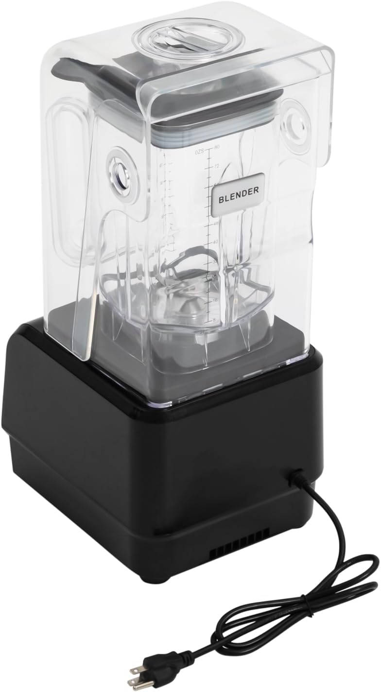 Professional Blender Smoothie Machine with Soundproof Cover Stainless Steel Ice Sabre Blades 74.4oz Blend-In Portable Travel Jar for Kitchen Black