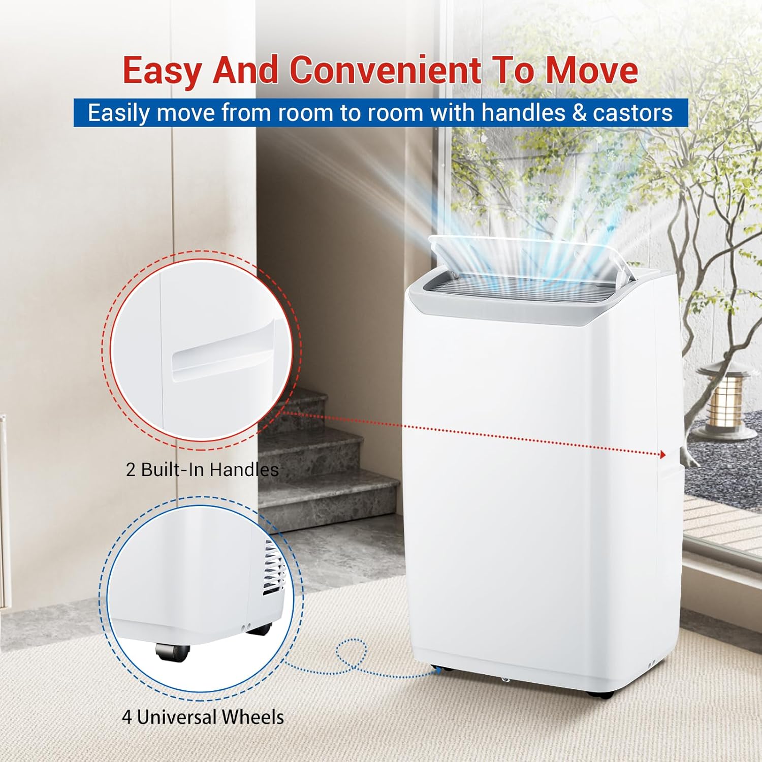 Smart Portable Air Conditioner, 12,000 BTU Portable AC Unit with Follow Me Remote and Window Kit, Smart AC for Rooms Up to 550 Sq. Ft. with Follow Me Remote and Window Kit