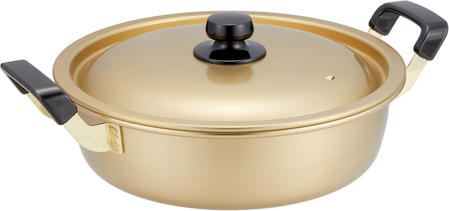 Hokuriku Aluminum Shallow Pot 10.2 inches (26 cm), For Gas Fire, Lightweight, Pure Citric Acid, Flavor, Made in Japan
