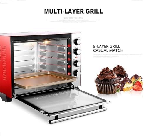 oven mini oven air fryer oven 60L Mini Oven Convection Electric Oven with Baking Tray, Wire Rack and Rotating Skewer (100-250°C), with Multiple Cooking Functions & Grill, Metal/Glass Toaster Oven Ai