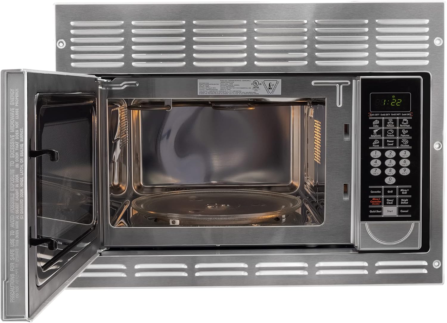 RecPro RV Convection Microwave Stainless Steel 1.1 cu. ft | 120V | Microwave | Appliances | Direct Replacement for Greystone