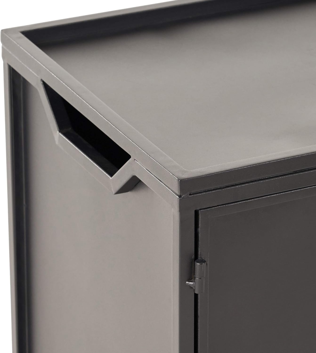 GDFStudio Outdoor 4 Piece Wood and Wicker Chat Set with Fire Pit, Natural with Gray and Brown