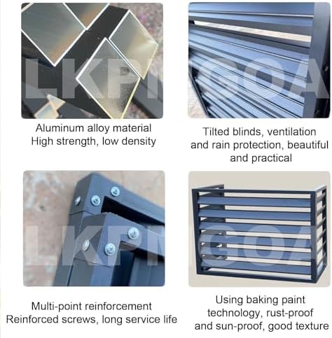 Aluminum Air Conditioner Cover, Air Conditioner Fence for Outside, Anti Theft, Noise Reduction, Wide Application, Outdoor All Weather(White,110cm)