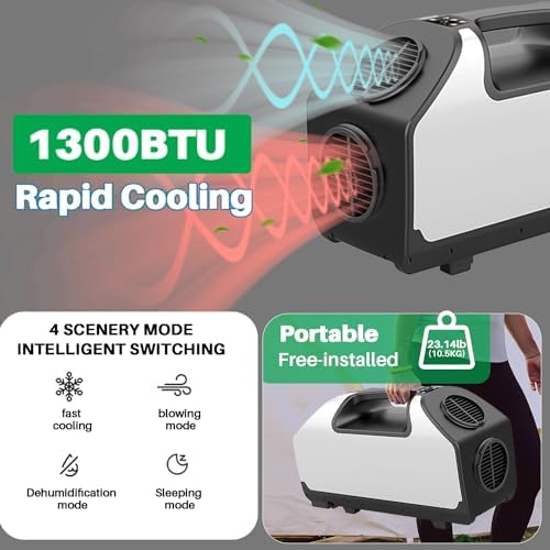 Treeligo Portable Camping Air Conditioners 2900BTU- dc Tent Air Conditioner 24V 700W |3 Wind Speeds|for Van Life, Camping Tent, Outdoor, Indoor