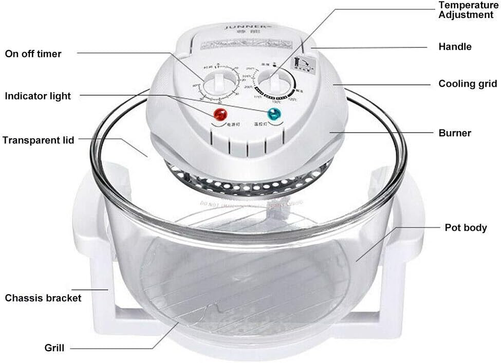 CNCEST Air Fryer Oven,360 °Vertical Heating Grease Removal Infrared Convection Healthy Meal Electric Convection Oven Cooker with Fried, Roasted, Steamed, Defrosted Function