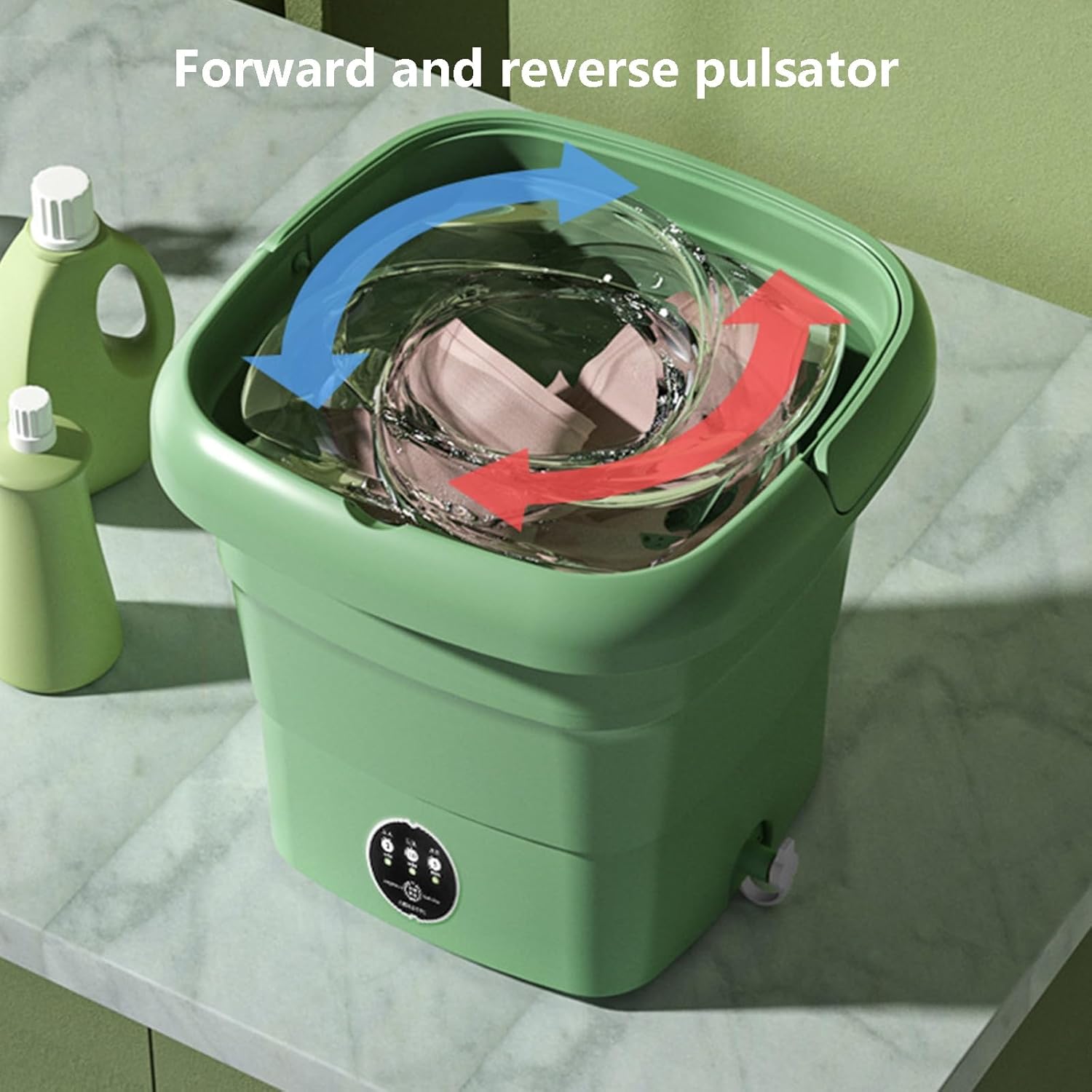 Portable Washing Machine, Collapsible Mini Washing Machine, Compact Baby Clothes, Underwear or Small Items Washing Machine, Apartment, Dorm, Camping, Rv Travel Laundry - Gift Choice, Green, Yellow, Pu