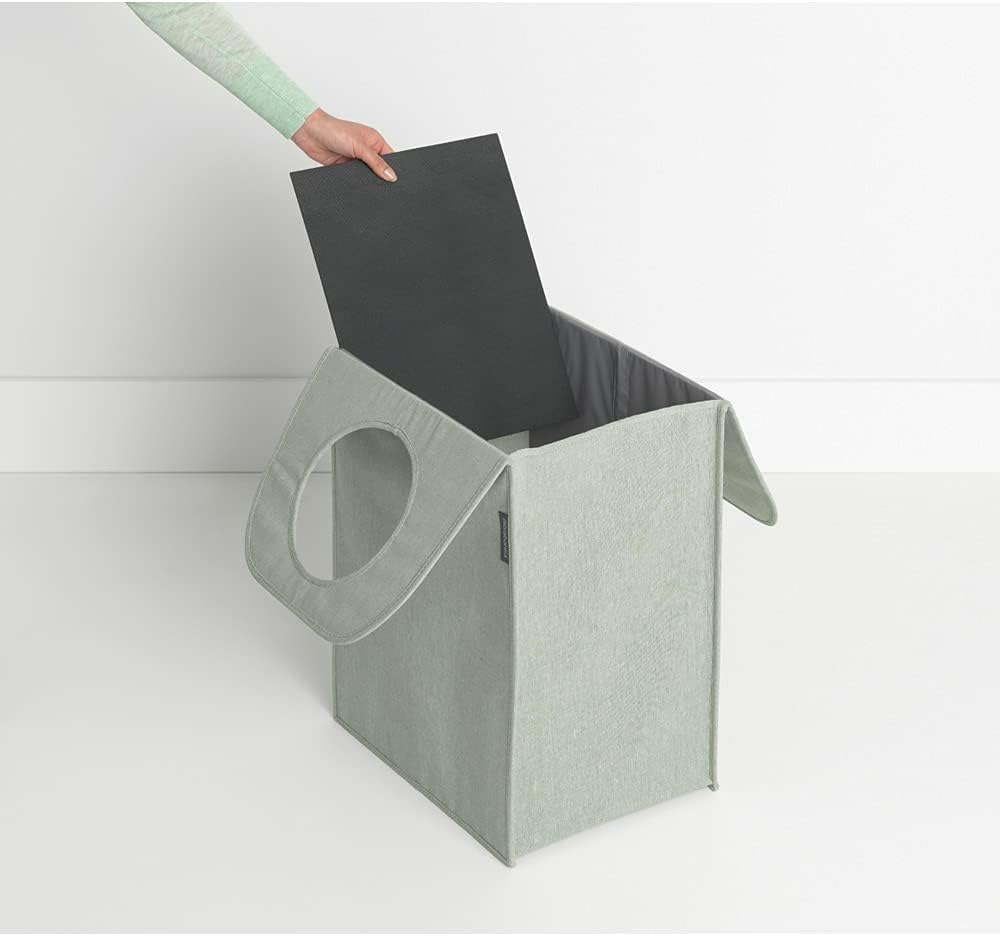 Brabantia Rectangular Laundry Bag (14.5 Gal / Green) Foldable, Space Efficient Hamper with Large Opening for Dirty Clothes