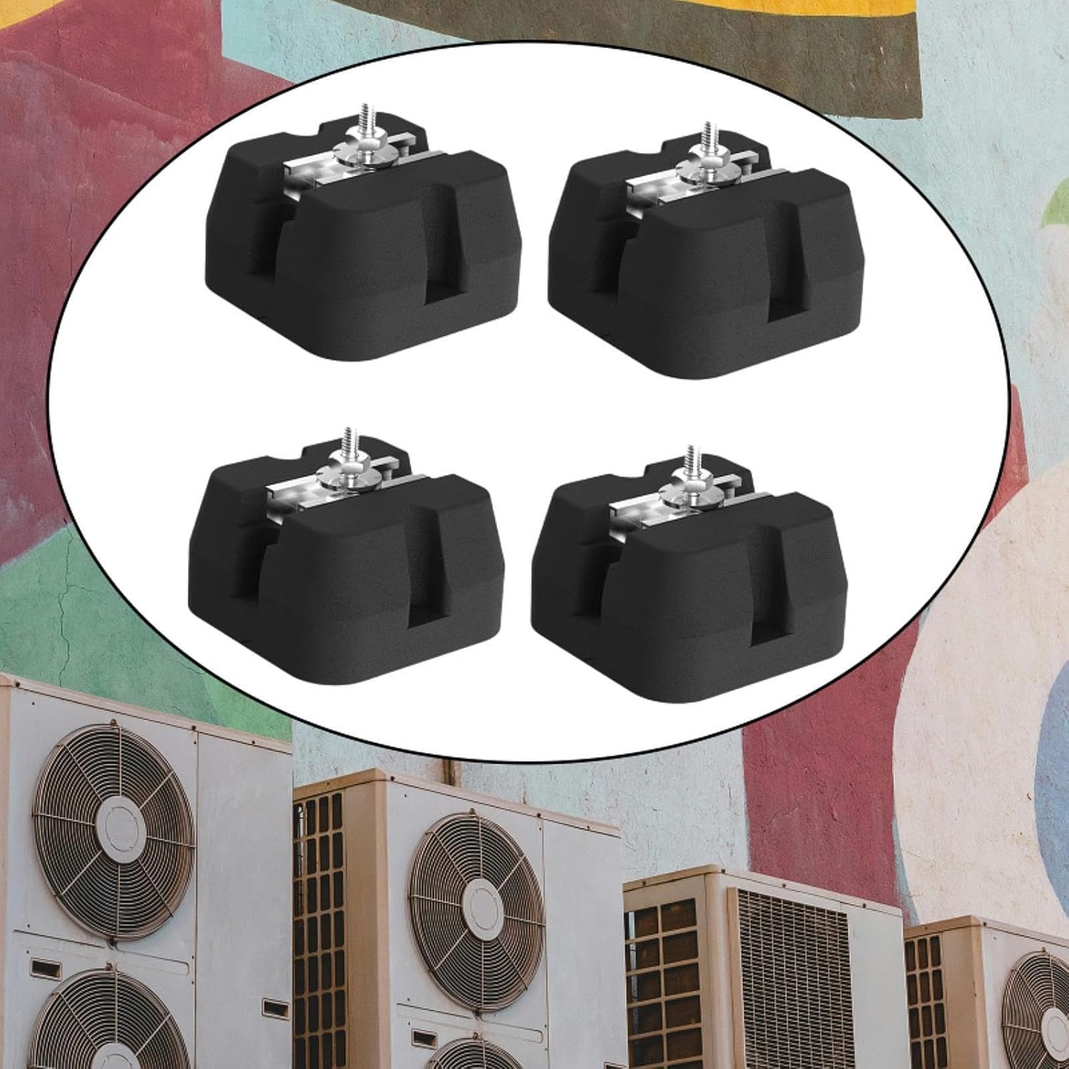 4X Air Conditioning Anti Vibration Pad Isolator Rubber Pad Easy Installation Shockproof Pads for Air Conditioner Attachments, C 100x100x65mm