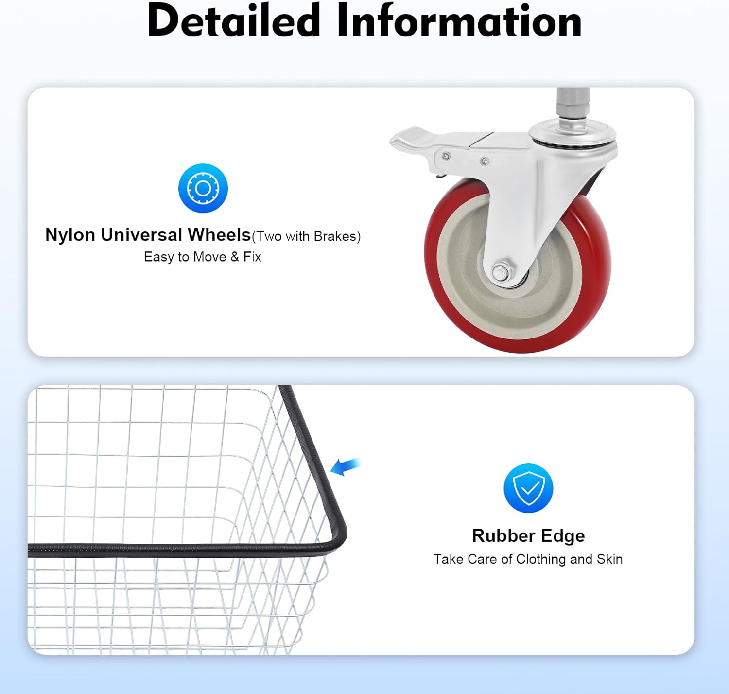 Wire Laundry Cart, Commercial Laundry Basket Cart with 5