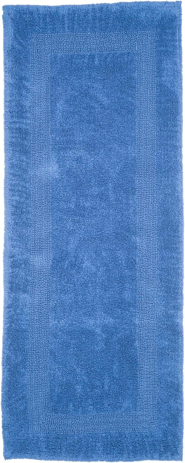 Lavish Home Bath Mat - 60x24-Inch Plush Cotton Bathroom Runner - Machine Washable Bath Mats for Bathroom, Kitchen, or Laundry Room (Blue)