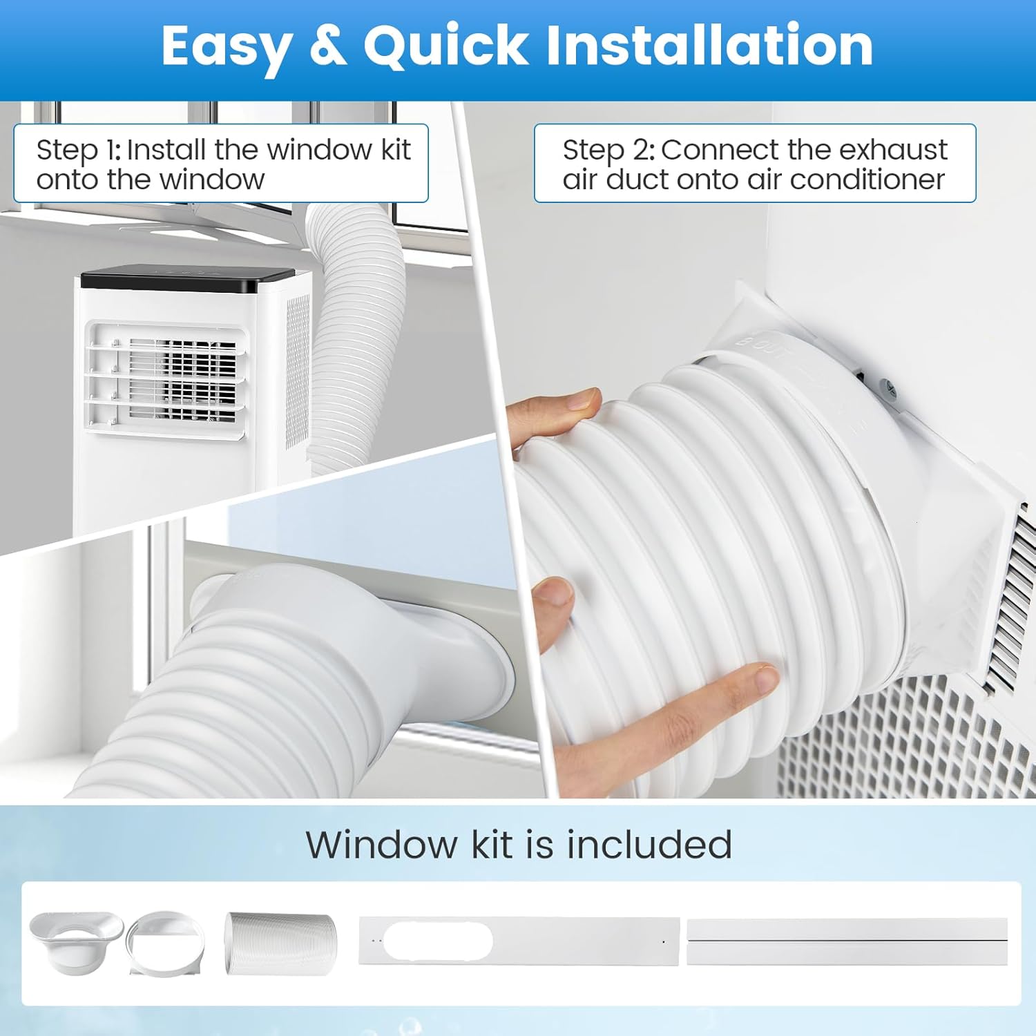 ARLIME 10000 BTU Portable Air Conditioner, Portable Air Cooler w/Remote Control, LED Display, Installation Window Kit, Casters, 1-24H Timer, Child Lock, AC Unit for Rooms Up to 350 Sq.Ft (10000 BTU)