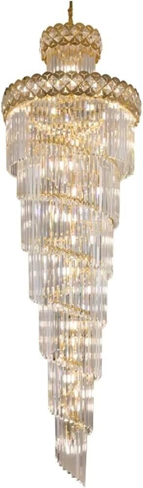 Modern Luxury Large Crystal Chandeliers Hanging Lamp for Villa Hotel Lobby Loft Living Room Decor Rotating Long Pendant Light Household(Cold Light,120 * 50cm)