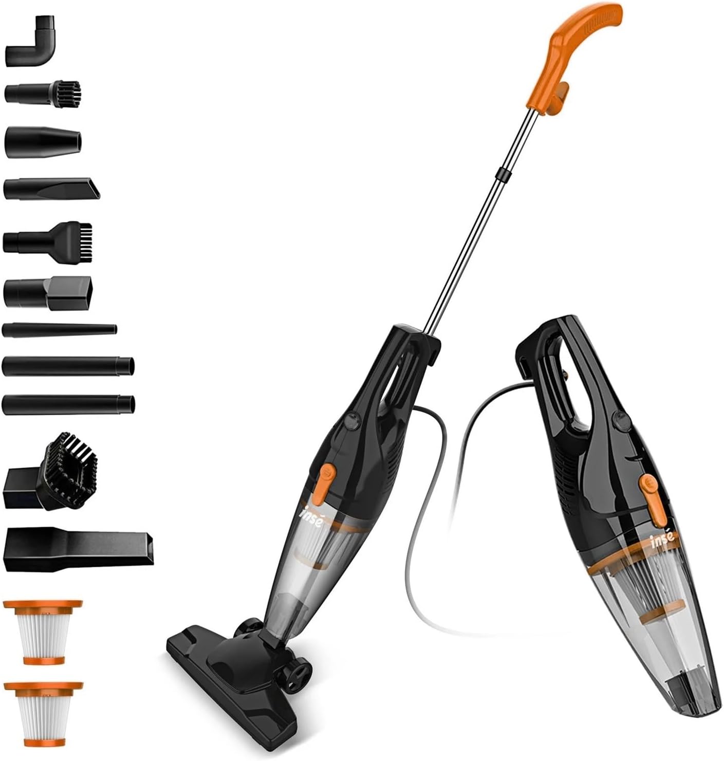 Compatible With INSE R3S Corded Vacuum Cleaner, 400W Powerful Suction Motor, Lightweight Handheld Stick Vacuum, For Car Pet Hair Hard Floor Home Cleaning(Orange)