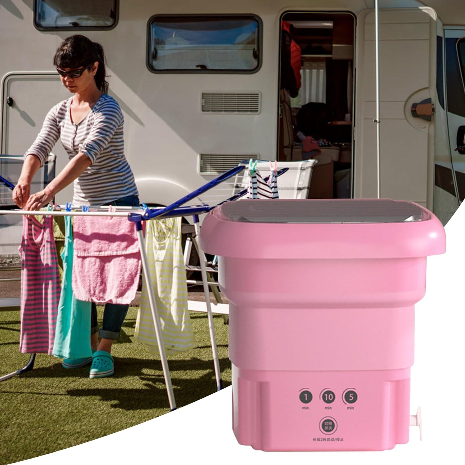 Portable Washing Machine, High Capacity Mini Washer, Foldable Washing Machine with Spin, for Baby Clothes, Underwear or Small Items, Apartment, Dorm, Camping, RV Travel laundry- Gift Choice (Pink)