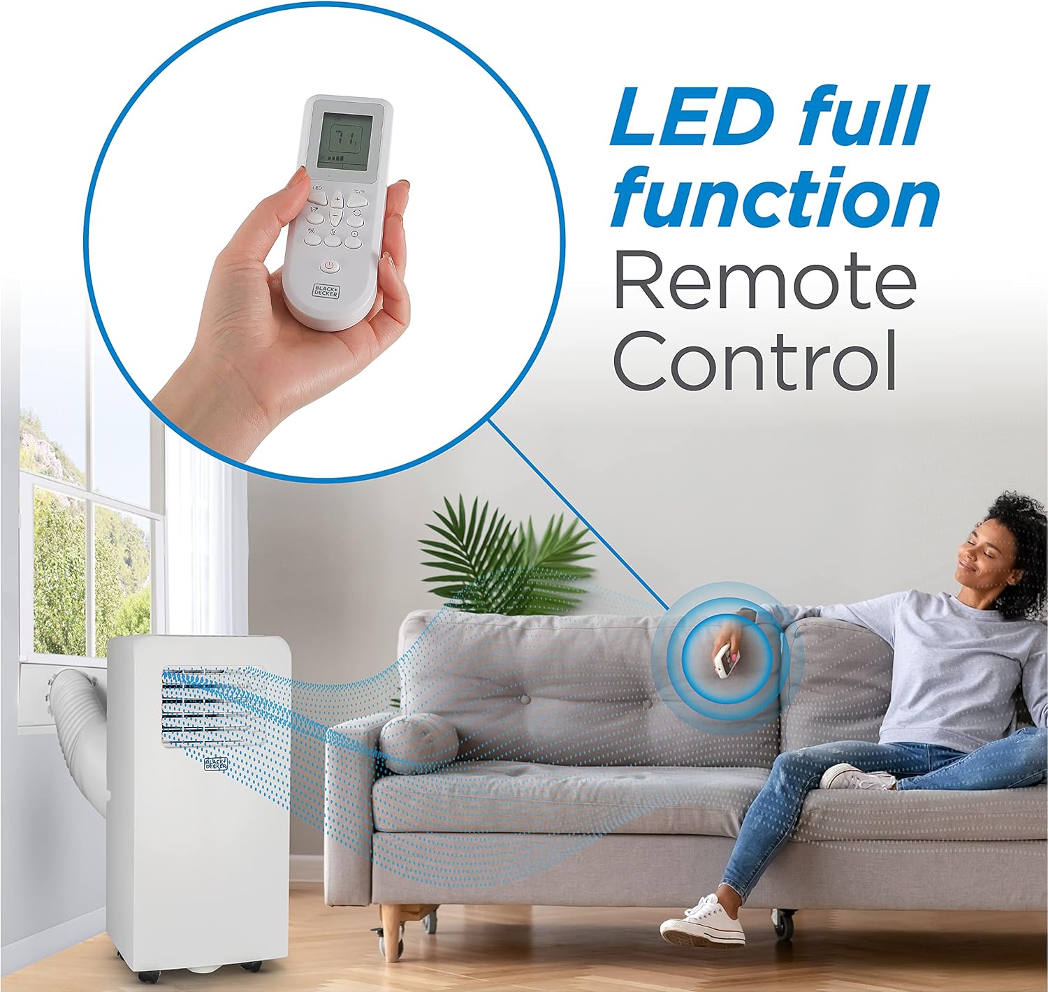 BLACK+DECKER 8,000 BTU Portable Air Conditioner with Remote Control, White