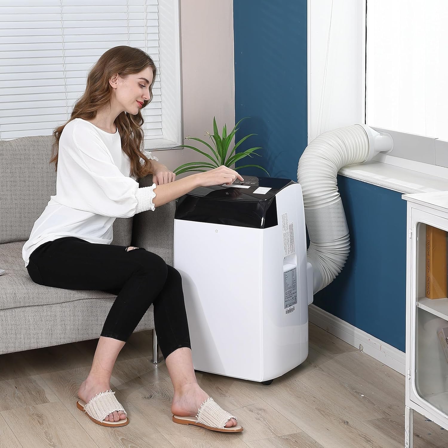 Portable Air Conditioners, 12,000 BTU 3-In-1 AC Units, Cooling Up to 550 Sq.Ft, Portable AC Units with LCD Display, Remote Control, 24h Timer, White