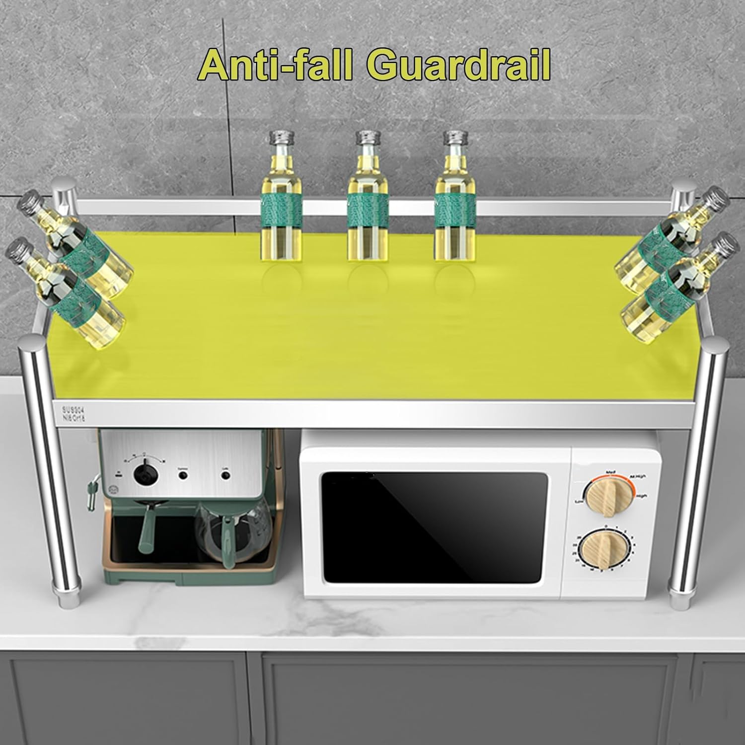 Stainless Steel Over Microwave Shelf, Commercial Countertop Metal Organizing Rack Microwave Stand for Restaurant, Bar, Utility Room, Kitchen and Garage