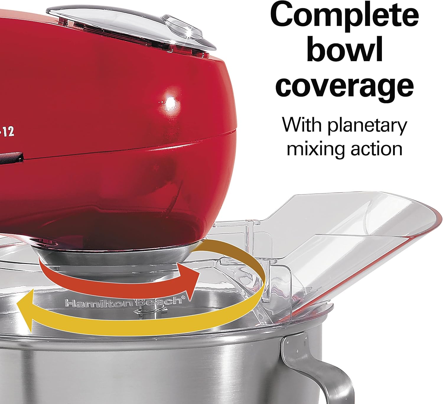 Hamilton Beach All-Metal 12-Speed Electric Stand Mixer, Tilt-Head, 4.5 Quarts, Pouring Shield, Red