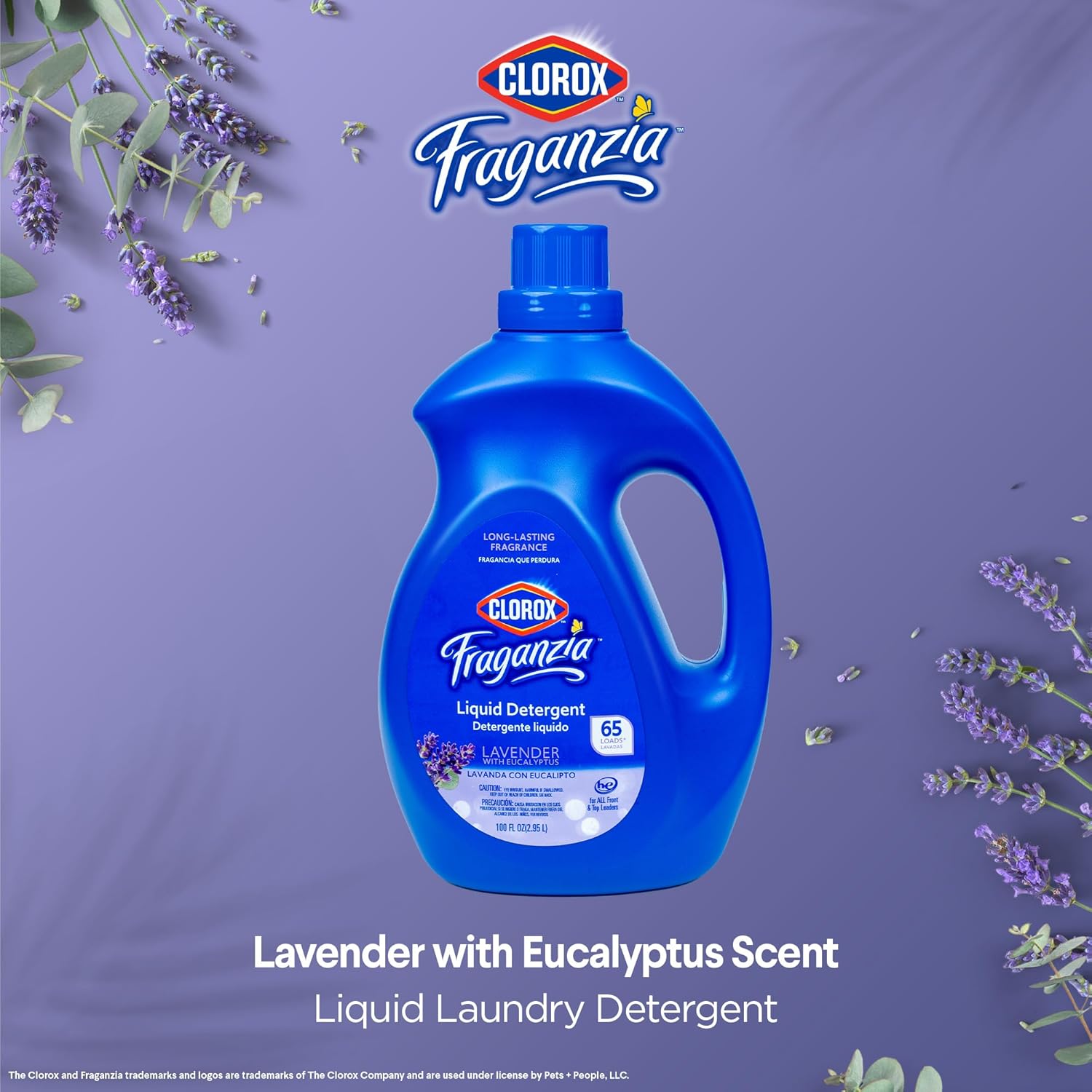 Clorox Fraganzia Liquid Laundry Detergent in Lavendar Scent - HE Compatible for All Front and Top Load Washing Machines, High Efficiency Laundry Detergent Compatible, 100 Fl Oz
