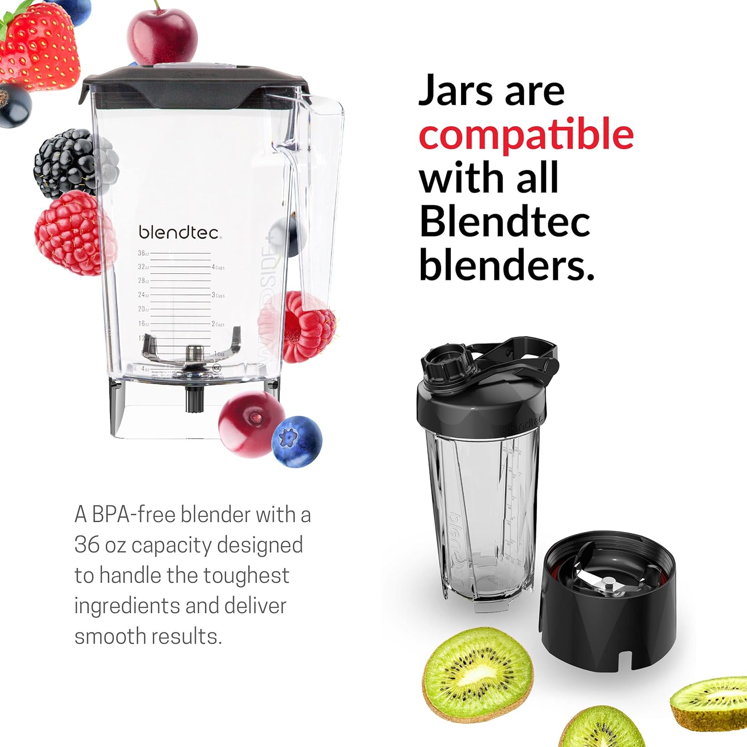 Blendtec Professional 800 Blender, 34 oz GO Travel Bottle, 90 oz WildSide+ Jar, and Spoonula Spatula - Kitchen Blender Bundle - Black