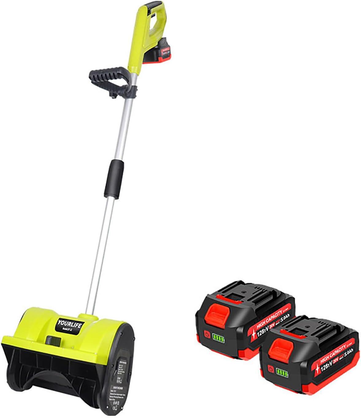 Cordless Snow Blower with Battery and Charger, Snow Throwing Height 6M, Cleaning Width 28 cm Depth 17 cm, Foldable, Weighs Only 5KG