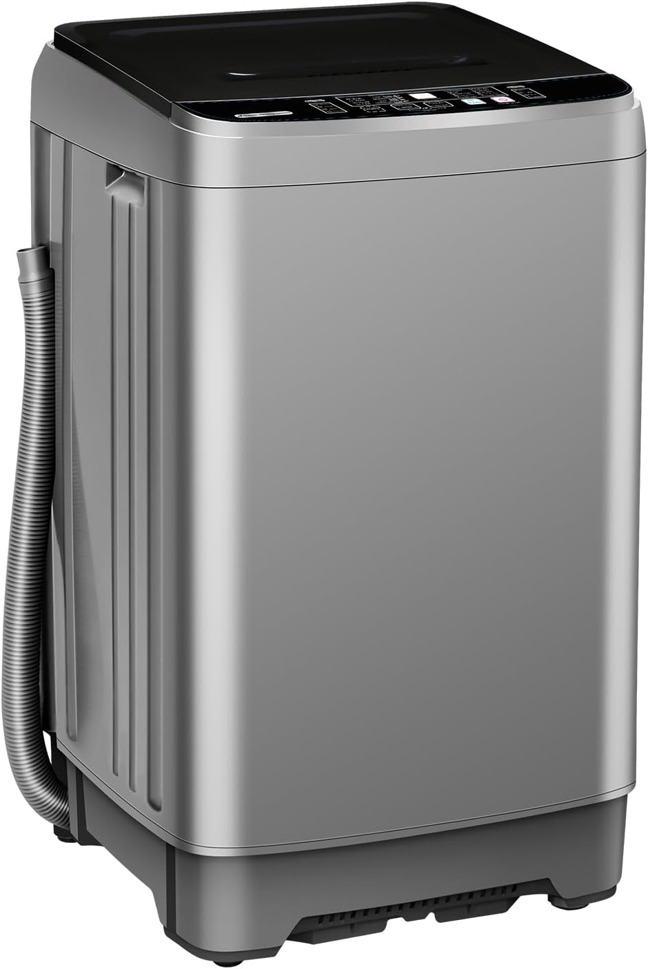 Full Automatic Washing Machine with LED Display, 10 Programs & 8 Water Levels Selections, 15.6Lbs for Home, RV, Camping, Apartment, Dorm (‎Grey)