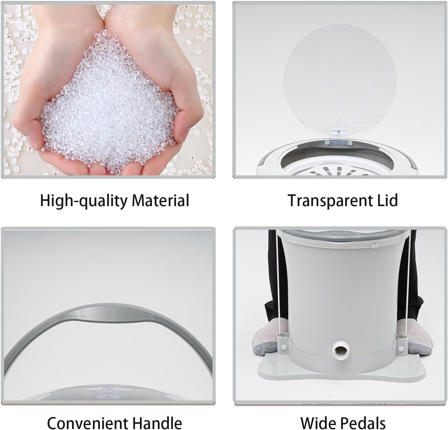 2.4Gal Manual Clothes Dryer Portable Mini Dryer for Clothes, Foot Powered Compact Spin Dryer Machine, Non Electric Laundry Dryer for RV, Camping, School, Apartment, Dorm (White)