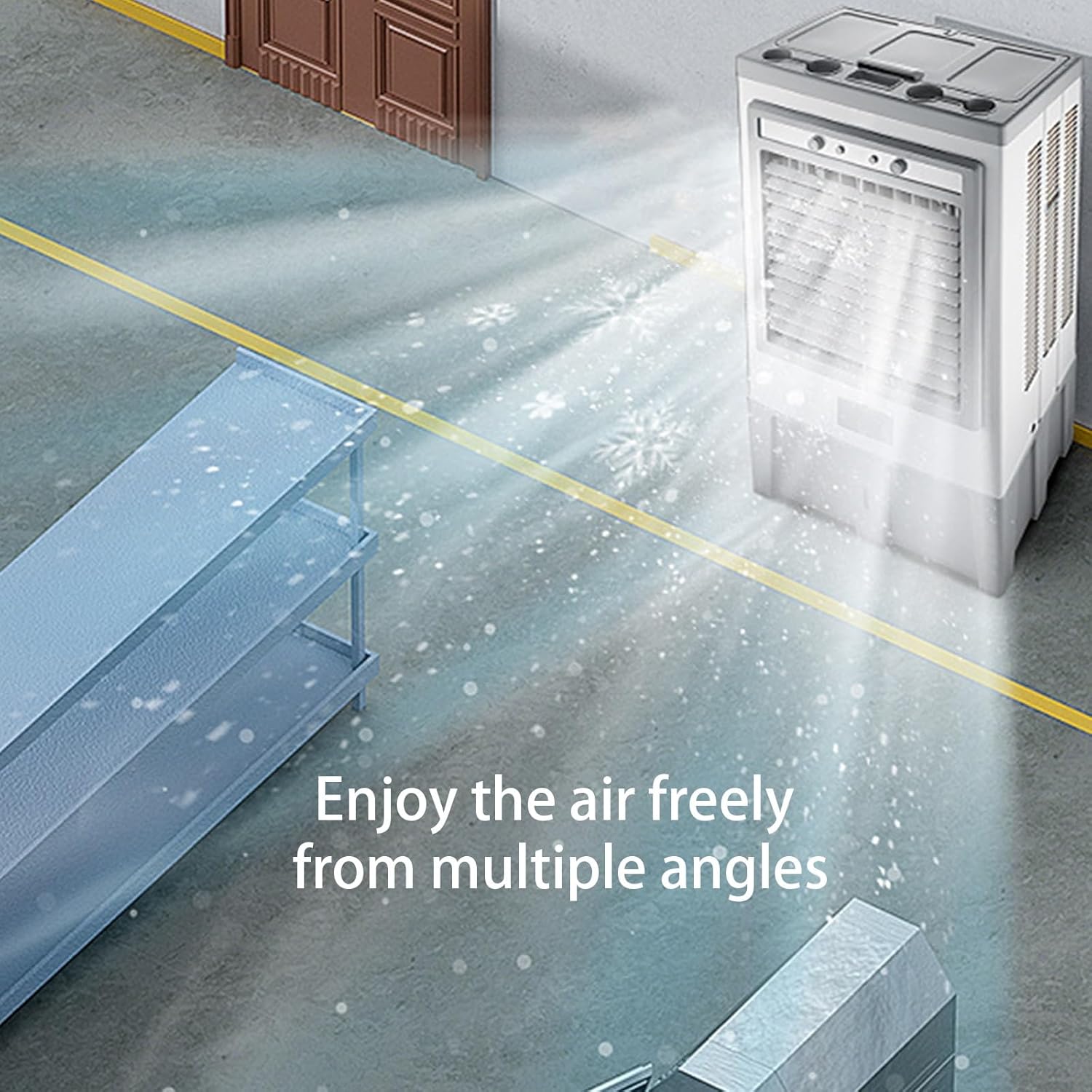 Evaporative Air Cooler, Swamp Cooler Air Conditioner with 6 Ice Packs, 3-Speed Portable Air Conditioner for Factory Room(73 * 44 * 136cm)