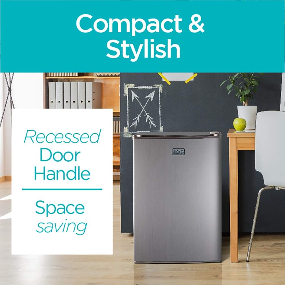 BLACK+DECKER BCRK25V Compact Refrigerator Energy Star Single Door Mini Fridge with Freezer & COMFEE' EM720CPL-PMB Countertop Microwave Oven with Sound On/Off