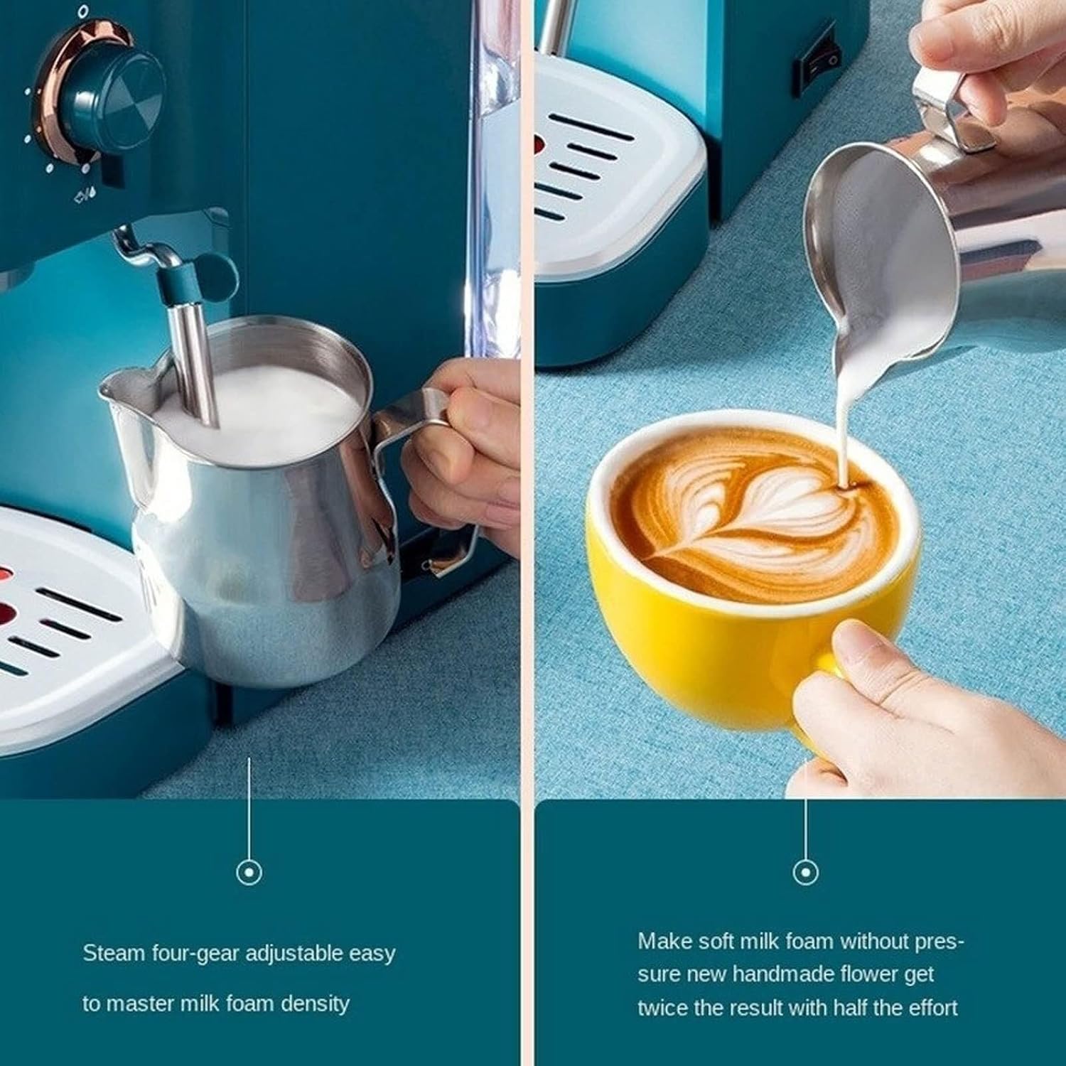 Fully automatic steam milk frother coffee machine small retro coffee pot Italian electric espresso machine home appliances