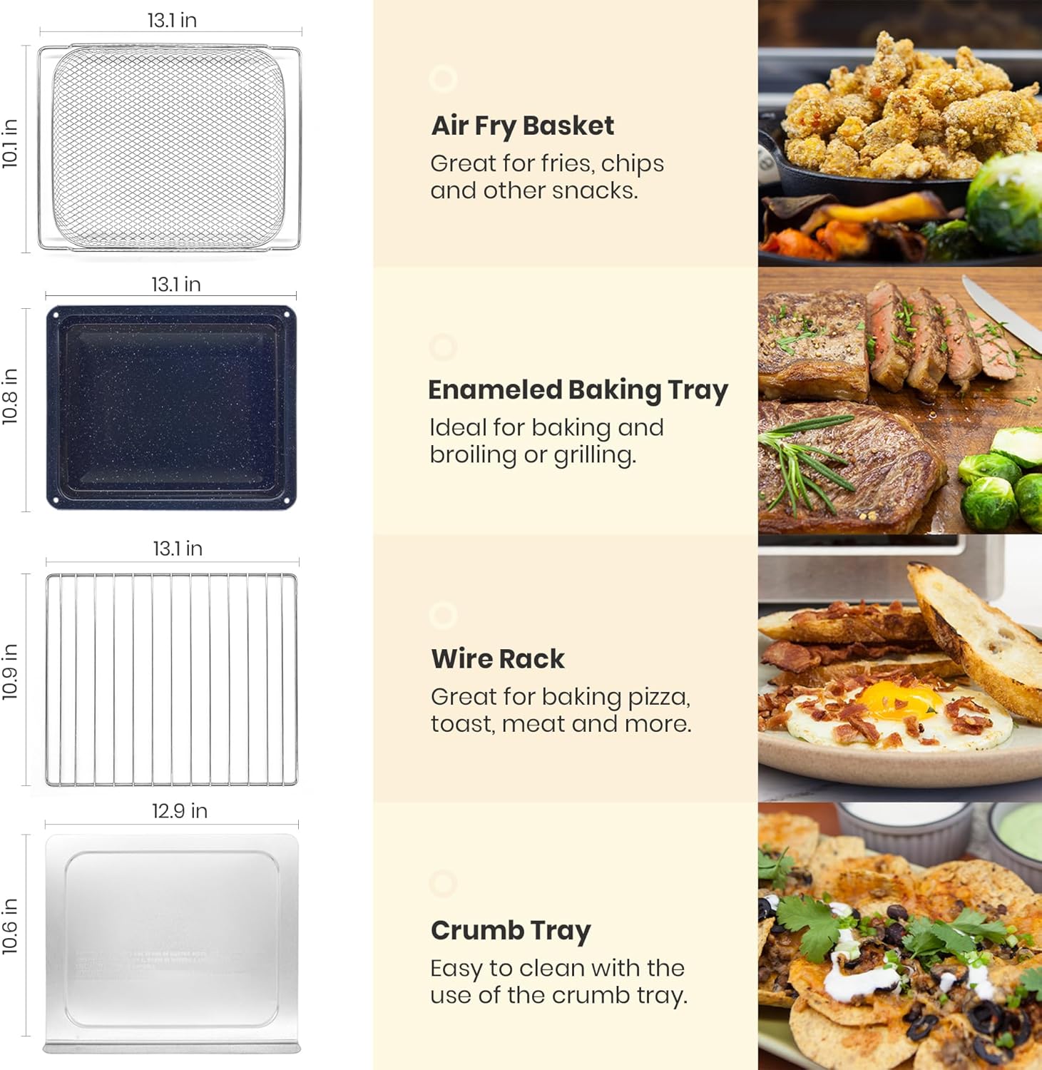 VAL CUCINA Retro Style Infrared Heating Air Fryer Toaster Oven, Extra Large Countertop Convection Oven 10-in-1 Combo, 6-Slice Toast, Enamel Baking Pan Easy Clean with Recipe Book, Almond Yellow Color