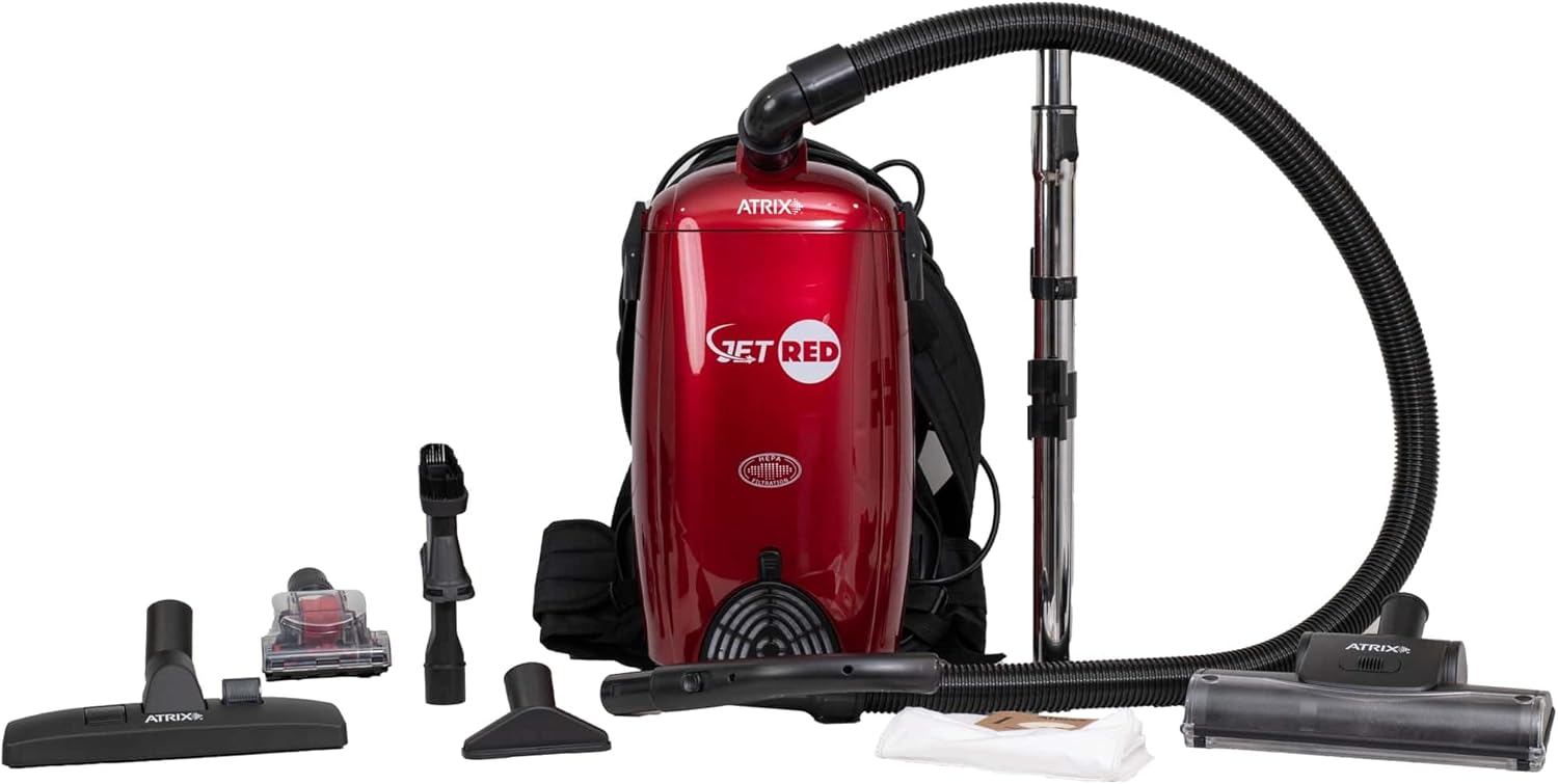 Atrix Jet Red HEPA Backpack Vacuum